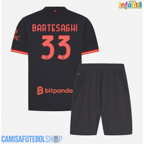 Camisa de time de futebol AC Milan Davide Bartesaghi #33 Replicas 3º Equipamento Infantil 2026-27 Manga Curta (+ Calças curtas)